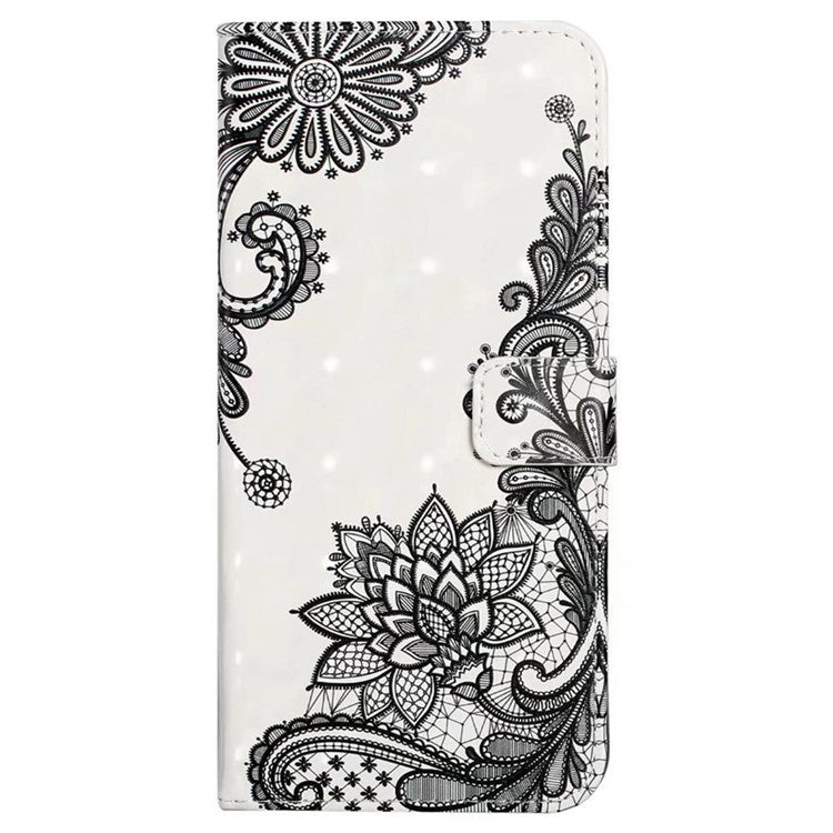 For Google Pixel 8a Mobile Phone Case 3D Pattern Printing Leather Cover - Lace Flower