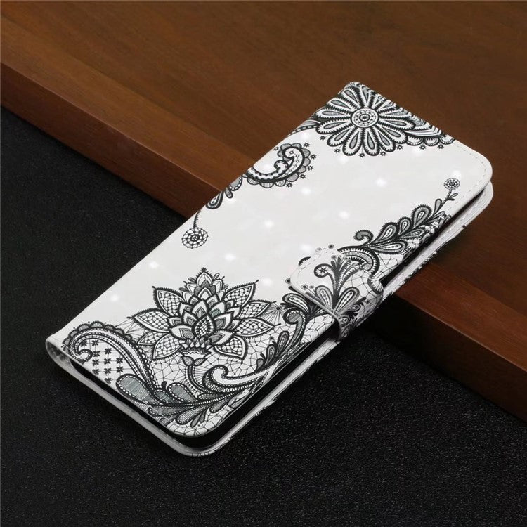 For Google Pixel 8a Mobile Phone Case 3D Pattern Printing Leather Cover - Lace Flower