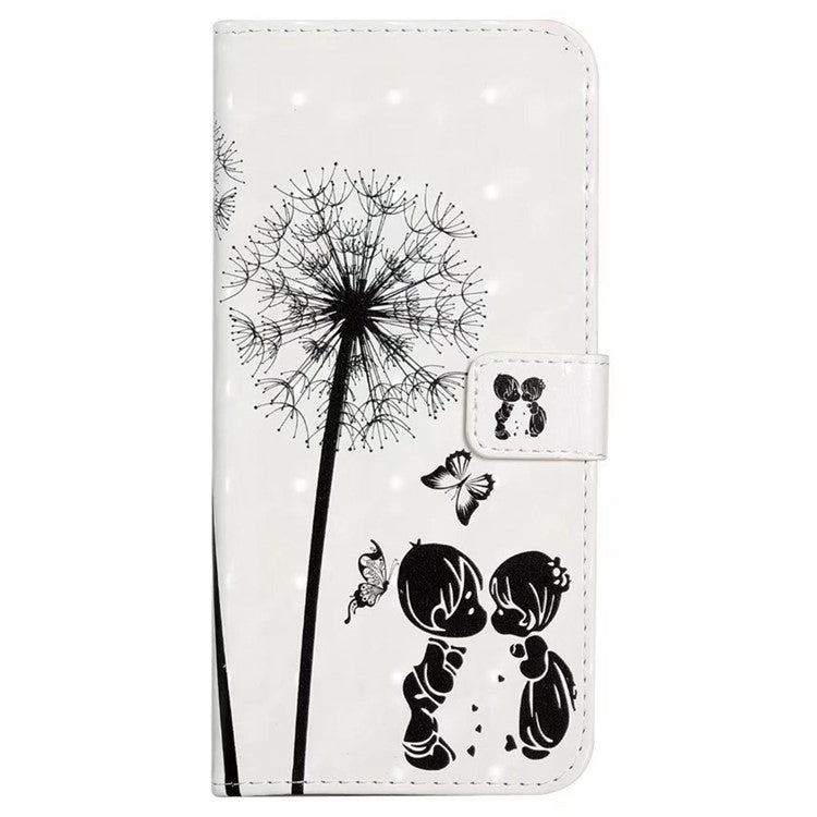 For Google Pixel 8a Mobile Phone Case 3D Pattern Printing Leather Cover - Kids and Dandelion