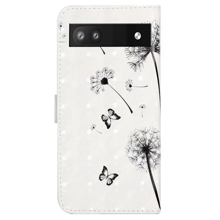 For Google Pixel 8a Mobile Phone Case 3D Pattern Printing Leather Cover - Kids and Dandelion