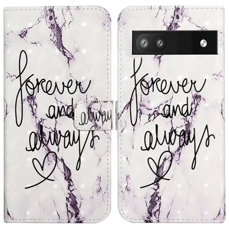 For Google Pixel 8a Mobile Phone Case 3D Pattern Printing Leather Cover - Forever and Always