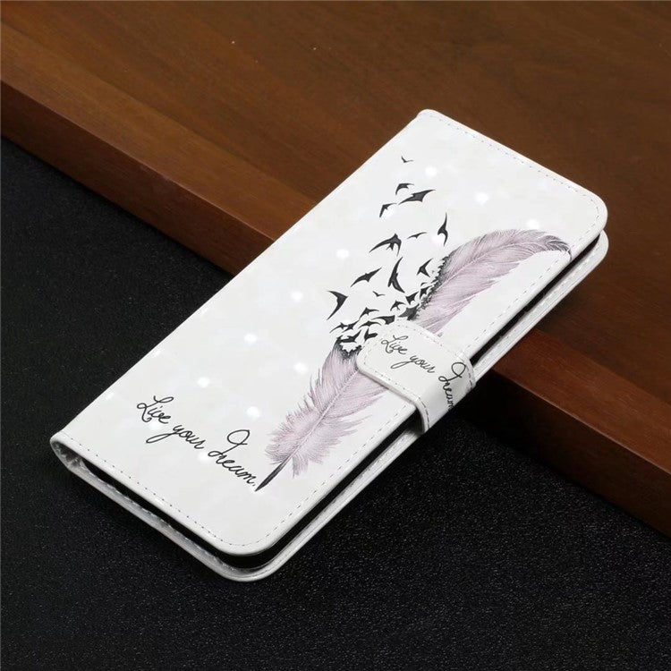 For Google Pixel 8a Mobile Phone Case 3D Pattern Printing Leather Cover - Feather