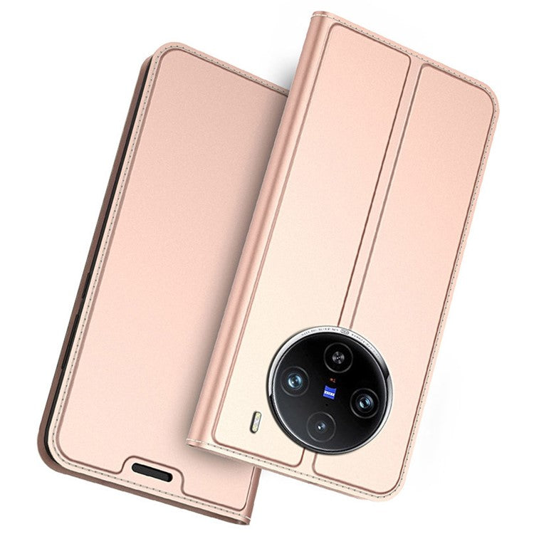 For vivo X100s 5G Case Protective PU Leather Flip Phone Cover with Card Slots - Rose Gold