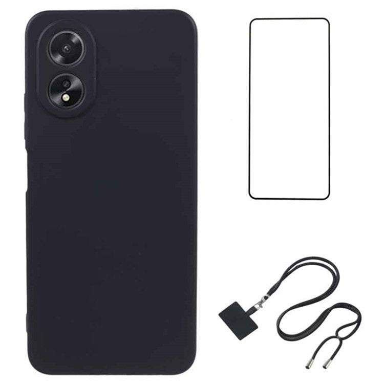 WANLONFENG RB1 Series For Oppo A78 4G Case TPU Phone Cover Mobile Accessories Set 3-in-1 - Black