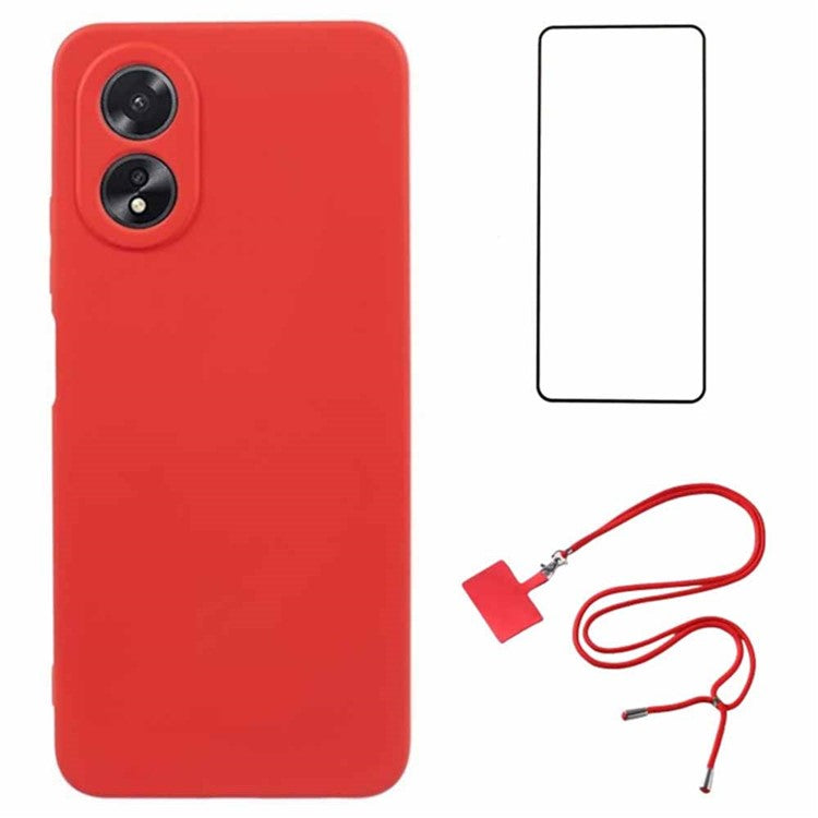 WANLONFENG RB1 Series For Oppo A78 4G Case TPU Phone Cover Mobile Accessories Set 3-in-1 - Red