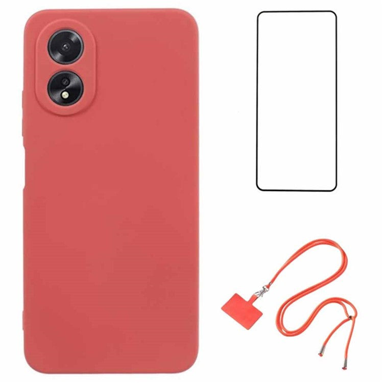 WANLONFENG RB1 Series For Oppo A78 4G Case TPU Phone Cover Mobile Accessories Set 3-in-1 - Hawthorn Red