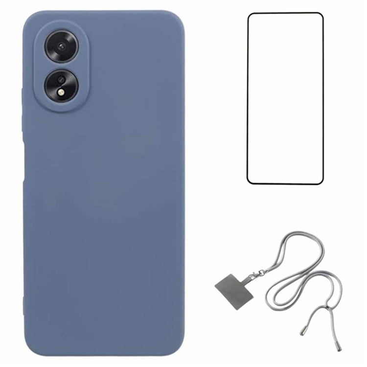 WANLONFENG RB1 Series For Oppo A78 4G Case TPU Phone Cover Mobile Accessories Set 3-in-1 - Lavender Grey