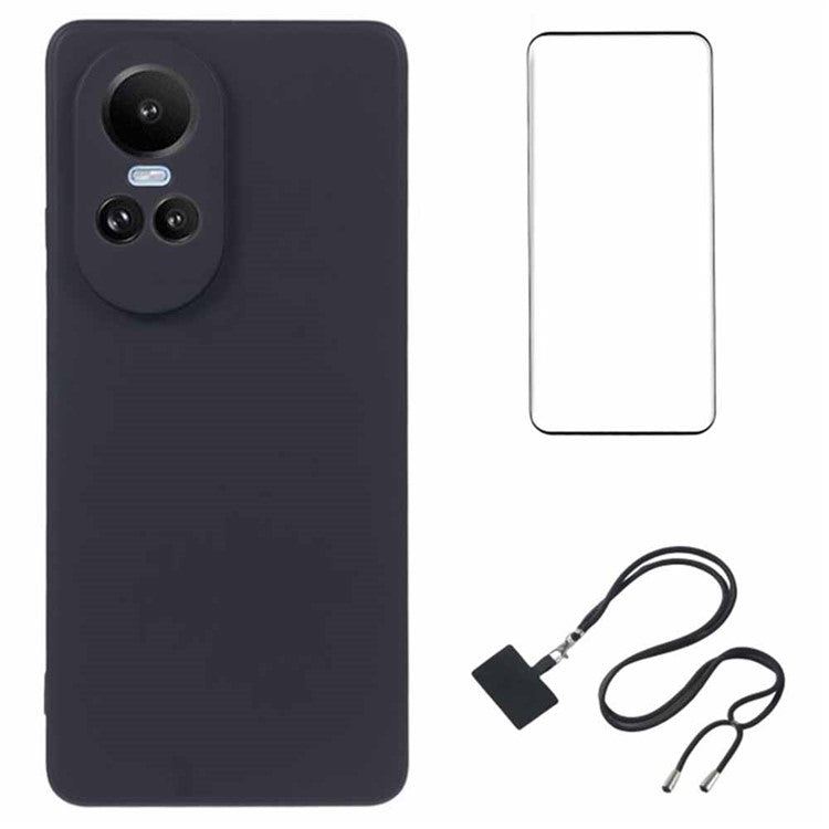 WANLONFENG RB1 Series For Oppo Reno10 Pro 5G (Global) Slim Case Soft TPU Phone Shell with Screen Protector - Black