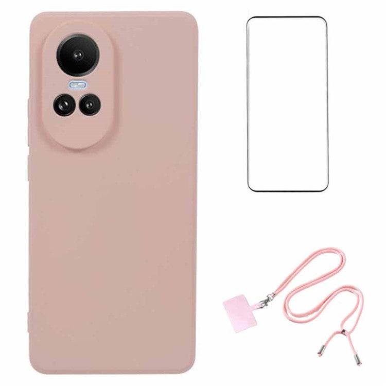 WANLONFENG RB1 Series For Oppo Reno10 Pro 5G (Global) Slim Case Soft TPU Phone Shell with Screen Protector - Pink