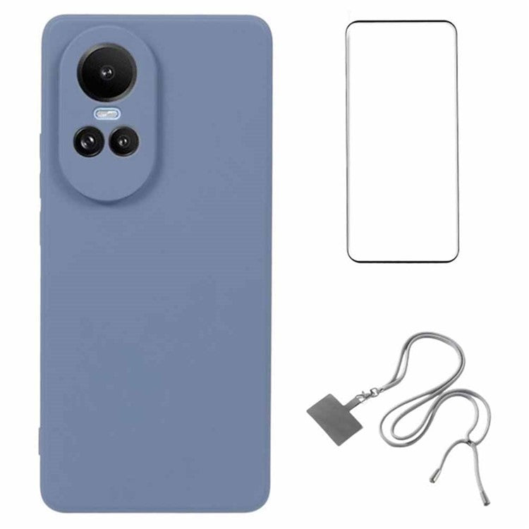 WANLONFENG RB1 Series For Oppo Reno10 Pro 5G (Global) Slim Case Soft TPU Phone Shell with Screen Protector - Lavender Grey