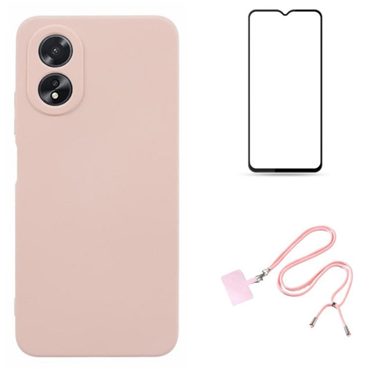 WANLONFENG RB1 Series For Oppo A38 4G / A18 4G Case + Screen Film TPU Phone Cover Precision Cutouts - Pink