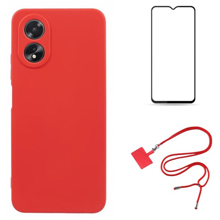 WANLONFENG RB1 Series For Oppo A38 4G / A18 4G Case + Screen Film TPU Phone Cover Precision Cutouts - Red