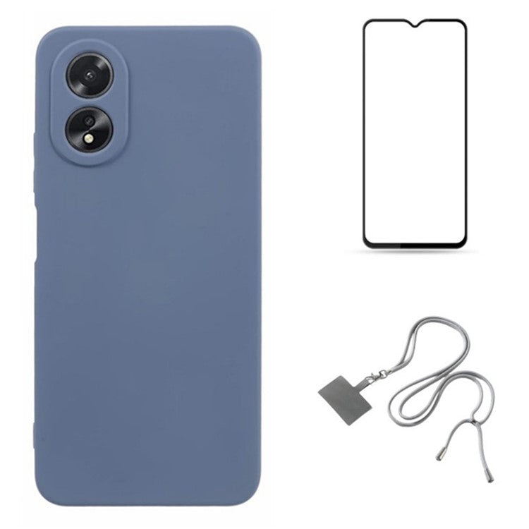 WANLONFENG RB1 Series For Oppo A38 4G / A18 4G Case + Screen Film TPU Phone Cover Precision Cutouts - Lavender Grey