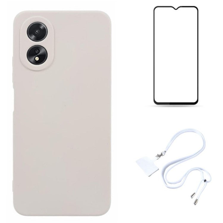 WANLONFENG RB1 Series For Oppo A38 4G / A18 4G Case + Screen Film TPU Phone Cover Precision Cutouts - White