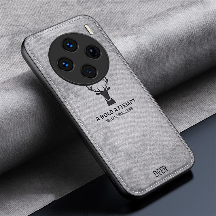 For vivo X100s 5G Case Deer Pattern Leather+PC+TPU Protective Phone Cover - Grey