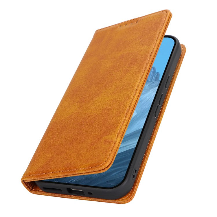 For Google Pixel 9 / Pixel 9 Pro Case PU Leather Wallet Magnetic Closing Phone Cover -  Light Brown