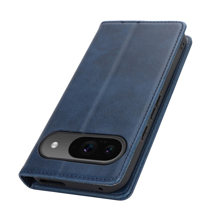 For Google Pixel 9 / Pixel 9 Pro Case PU Leather Wallet Magnetic Closing Phone Cover -  Dark Blue