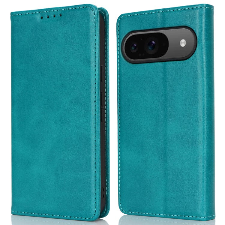 For Google Pixel 9 / Pixel 9 Pro Case PU Leather Wallet Magnetic Closing Phone Cover -  Sky Blue