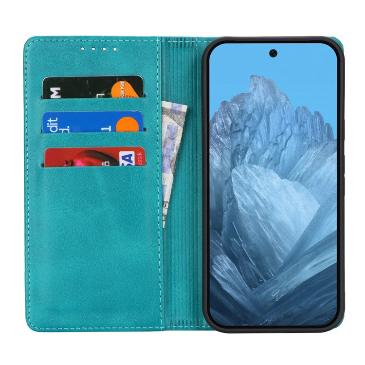 For Google Pixel 9 / Pixel 9 Pro Case PU Leather Wallet Magnetic Closing Phone Cover -  Sky Blue