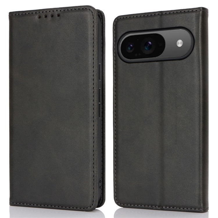 For Google Pixel 9 / Pixel 9 Pro Case PU Leather Wallet Magnetic Closing Phone Cover -  Black