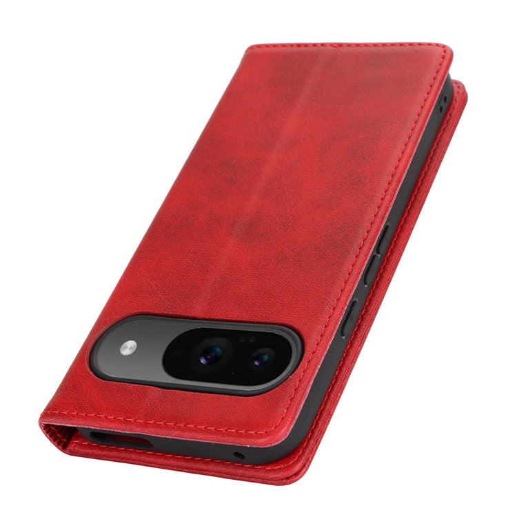 For Google Pixel 9 / Pixel 9 Pro Case PU Leather Wallet Magnetic Closing Phone Cover -  Red