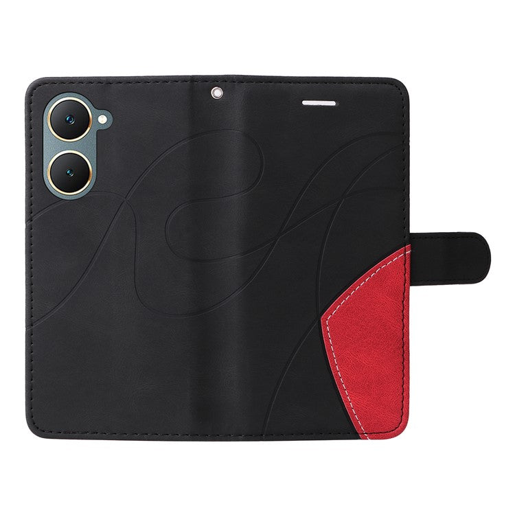 KT Leather Series-1 For vivo Y03 Case Color Splicing Flip Leather Phone Cover - Black