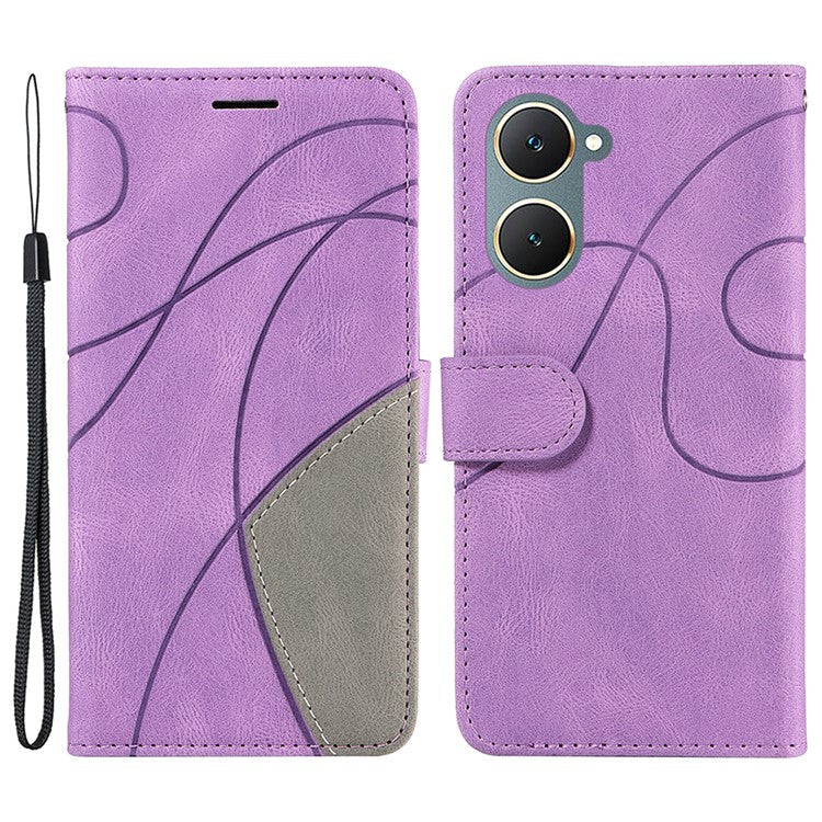 KT Leather Series-1 For vivo Y03 Case Color Splicing Flip Leather Phone Cover - Light Purple