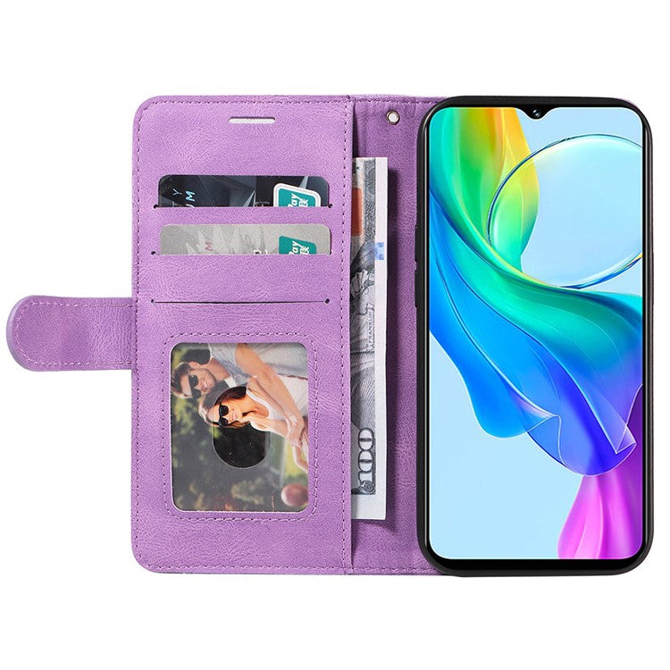 KT Leather Series-1 For vivo Y03 Case Color Splicing Flip Leather Phone Cover - Light Purple