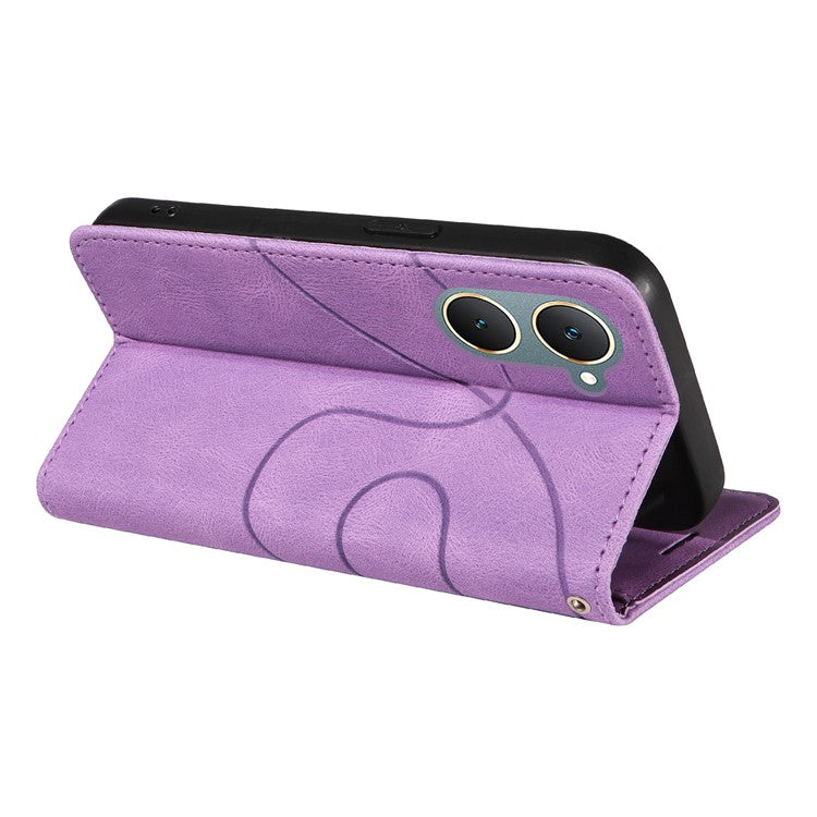 KT Leather Series-1 For vivo Y03 Case Color Splicing Flip Leather Phone Cover - Light Purple