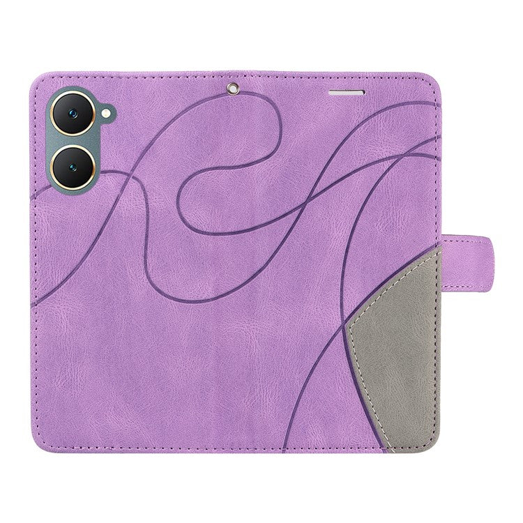 KT Leather Series-1 For vivo Y03 Case Color Splicing Flip Leather Phone Cover - Light Purple