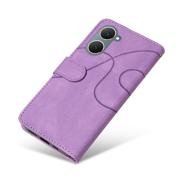 KT Leather Series-1 For vivo Y03 Case Color Splicing Flip Leather Phone Cover - Light Purple