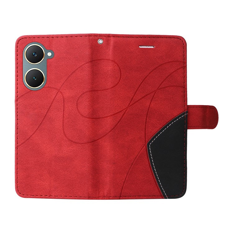 KT Leather Series-1 For vivo Y03 Case Color Splicing Flip Leather Phone Cover - Red