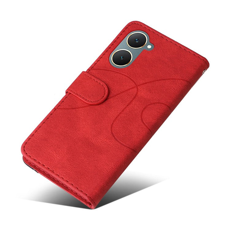 KT Leather Series-1 For vivo Y03 Case Color Splicing Flip Leather Phone Cover - Red