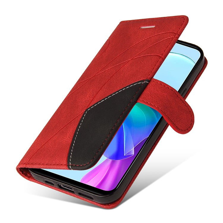 KT Leather Series-1 For vivo Y03 Case Color Splicing Flip Leather Phone Cover - Red