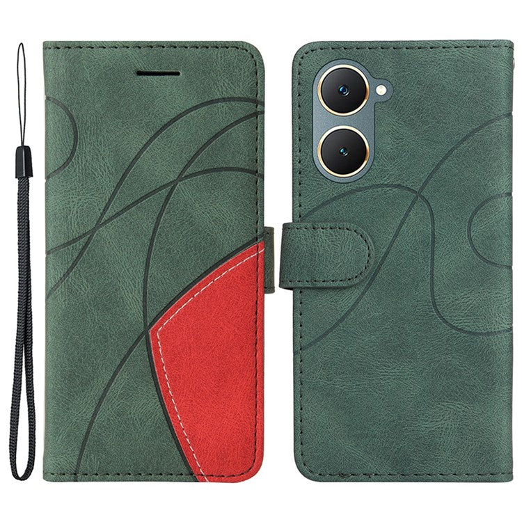 KT Leather Series-1 For vivo Y03 Case Color Splicing Flip Leather Phone Cover - Green