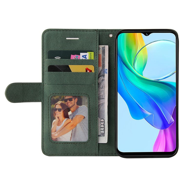 KT Leather Series-1 For vivo Y03 Case Color Splicing Flip Leather Phone Cover - Green