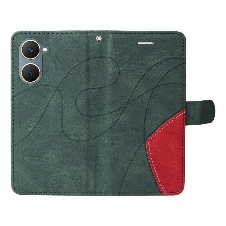 KT Leather Series-1 For vivo Y03 Case Color Splicing Flip Leather Phone Cover - Green