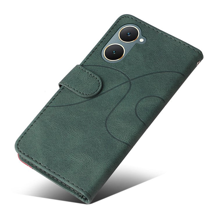 KT Leather Series-1 For vivo Y03 Case Color Splicing Flip Leather Phone Cover - Green