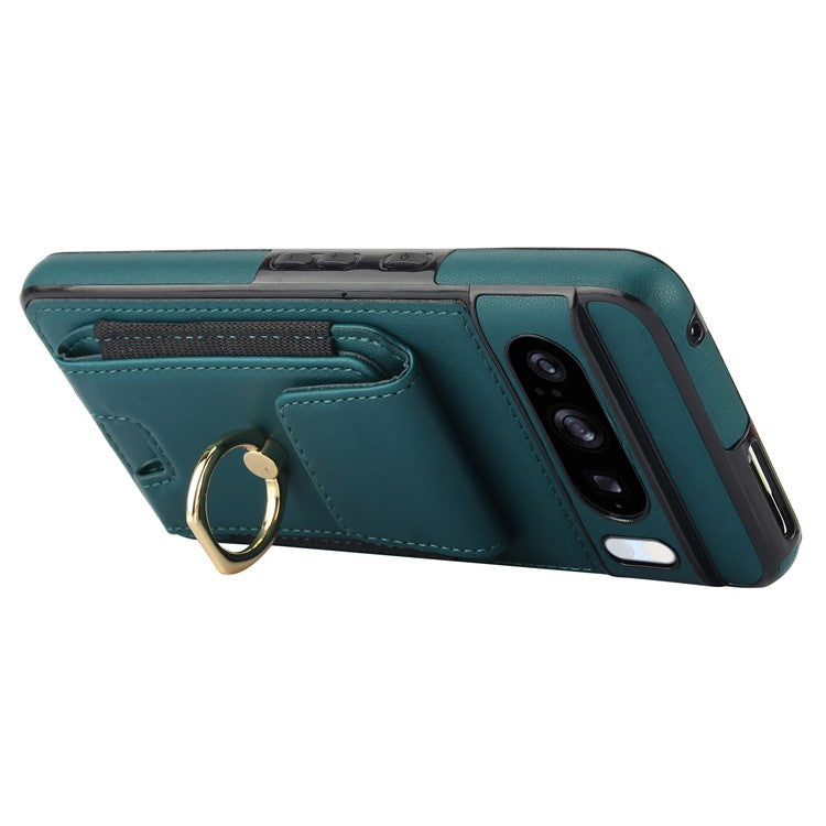 For Google Pixel 8 Pro Case Anit-Fall Kickstand Leather + TPU Phone Cover - Green