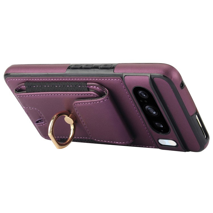 For Google Pixel 8 Pro Case Anit-Fall Kickstand Leather + TPU Phone Cover - Purple