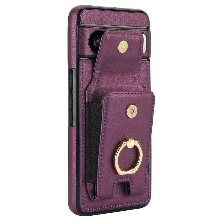 For Google Pixel 8 Pro Case Anit-Fall Kickstand Leather + TPU Phone Cover - Purple