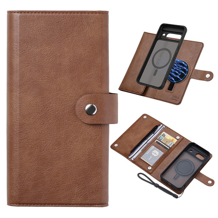 VILI GVB Series for Google Pixel 8a Case Wallet Leather Phone Cover 2 in 1 Detachable - Brown