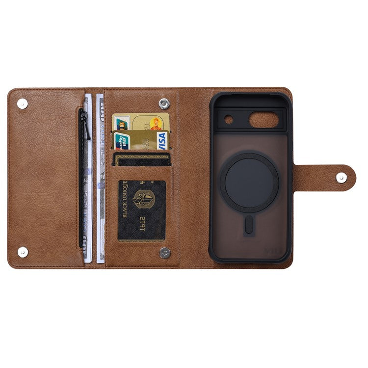 VILI GVB Series for Google Pixel 8a Case Wallet Leather Phone Cover 2 in 1 Detachable - Brown