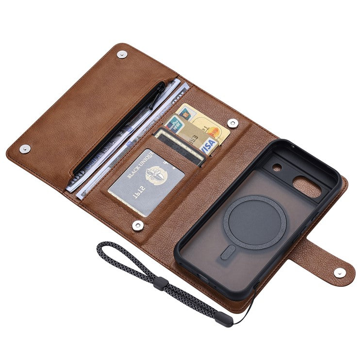 VILI GVB Series for Google Pixel 8a Case Wallet Leather Phone Cover 2 in 1 Detachable - Brown