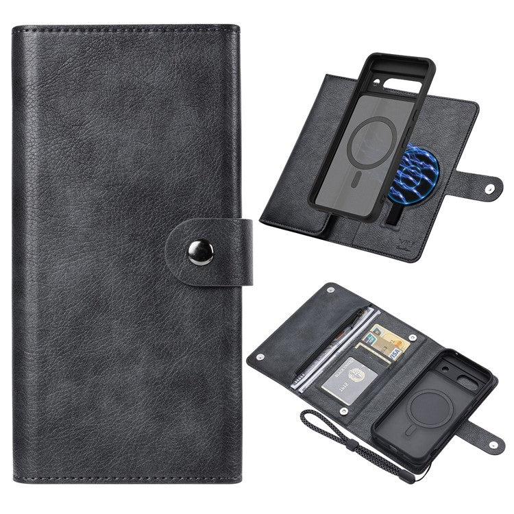 VILI GVB Series for Google Pixel 8a Case Wallet Leather Phone Cover 2 in 1 Detachable - Black