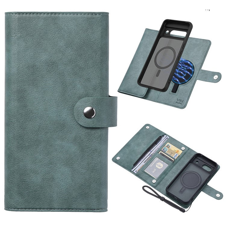 VILI GVB Series for Google Pixel 8a Case Wallet Leather Phone Cover 2 in 1 Detachable - Green