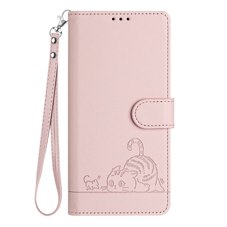 YB Imprinting Series-9 for Google Pixel 7a Case RFID Blocking Leather Phone Cover with Wallet - Pink