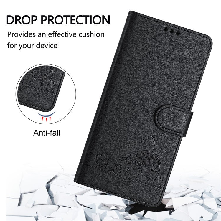 YB Imprinting Series-9 for Google Pixel 7a Case RFID Blocking Leather Phone Cover with Wallet - Black