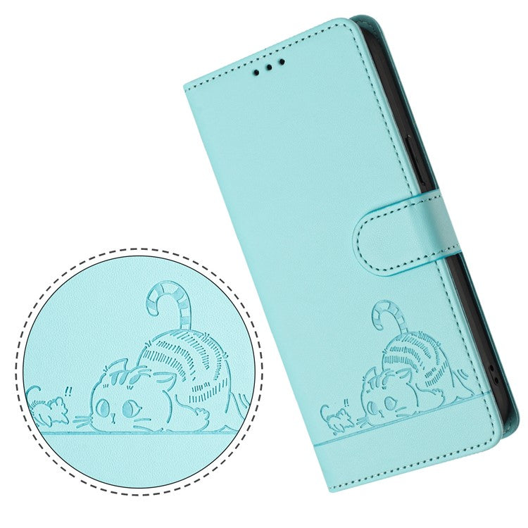 YB Imprinting Series-9 for Google Pixel 8a Case Flip Wallet Leather Phone Cover RFID Blocking - Mint Green