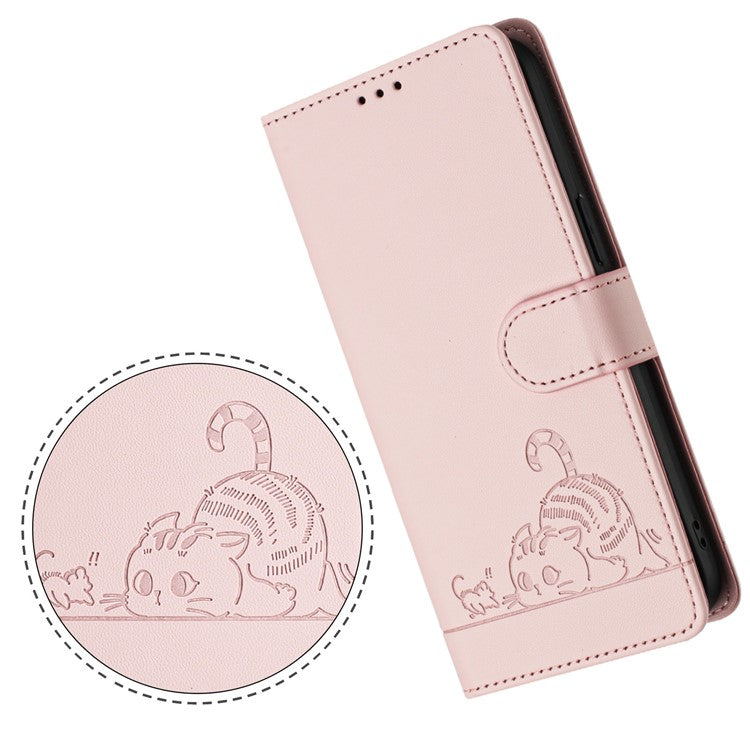 YB Imprinting Series-9 for Google Pixel 8a Case Flip Wallet Leather Phone Cover RFID Blocking - Pink